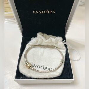 Pandora Moments Two-tone Barrel Clasp Snake Chain Bracelet